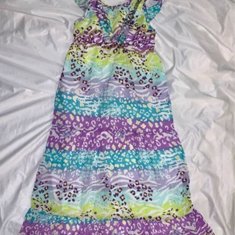 Girls Animal Print Glittery Summer Dress Size 6